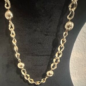 Gold Pearl Accent Necklace Long Chain Jewelry